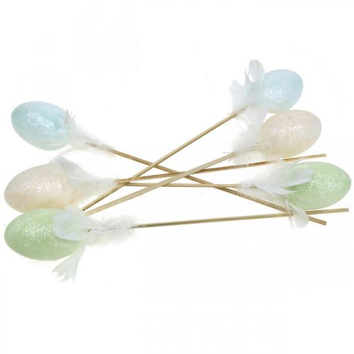 Itens Ovos de páscoa artificiais em uma vara pastel ovo decoração de páscoa H6cm 6pcs