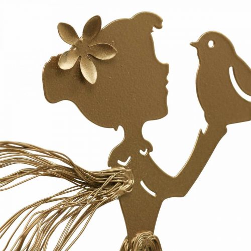 Floristik24 Estaca de jardim elfo estaca de metal para cama de jardim ouro 16,5 × 15 cm