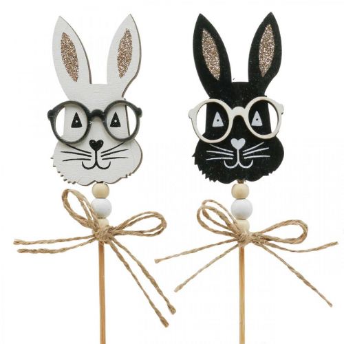 Itens Flor plug bunny com óculos madeira glitter 4×7,5cm 12uds