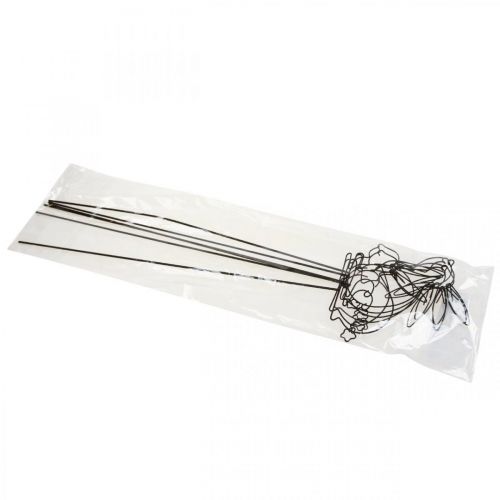 Floristik24 Estacas de jardim estacas de metal coelho preto para cama 9,5–11 cm 6 unidades