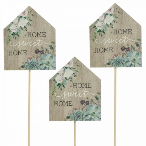 Itens Flor plugs decoração de madeira Home Sweet Home 6,5x7,5cm 18 unid.