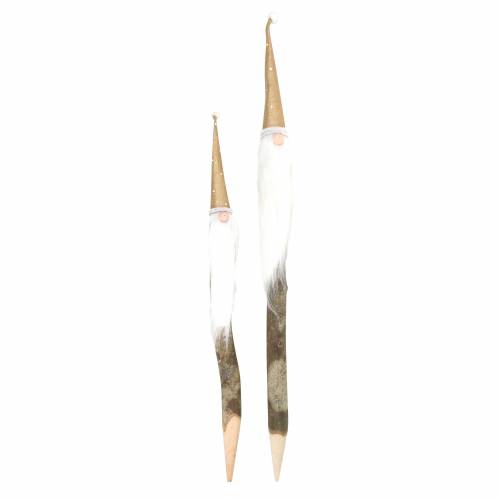 Floristik24 Conjunto de plugues de madeira Gnomo com barba feito de ramo natural Ø3 / 3.2cm C44 / 59cm 2pcs
