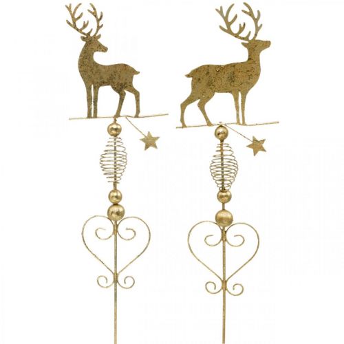 Deco plugues renas ouro visual antigo H58cm 2uds