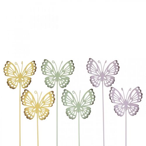 Itens Estaca de jardim borboleta metal tricolor L25cm 6uds