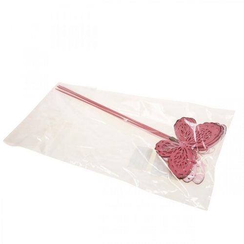 Itens Estaca de jardim borboleta metal rosa H30cm 6 pçs