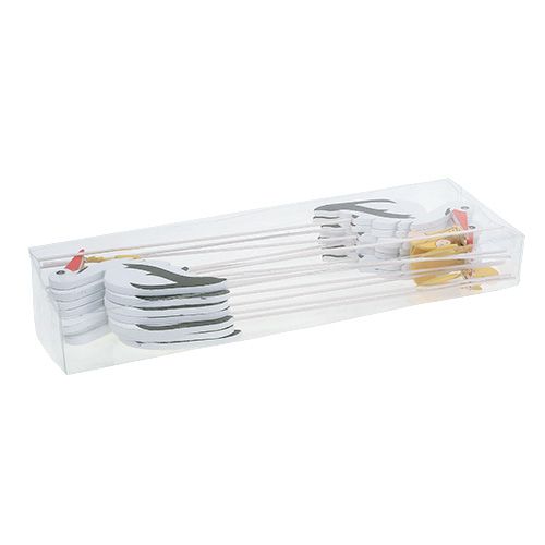 Floristik24 Plug cegonha com bebê 10cm L28cm 14pcs