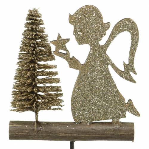 Floristik24 Deco plug renas e anjo com abeto madeira brilhante ouro H45cm 3uds