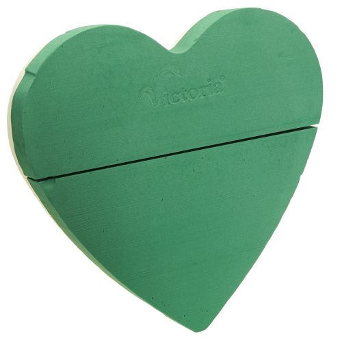Floristik24 Coração de espuma floral grande espuma floral molhada verde 48cm 2 peças