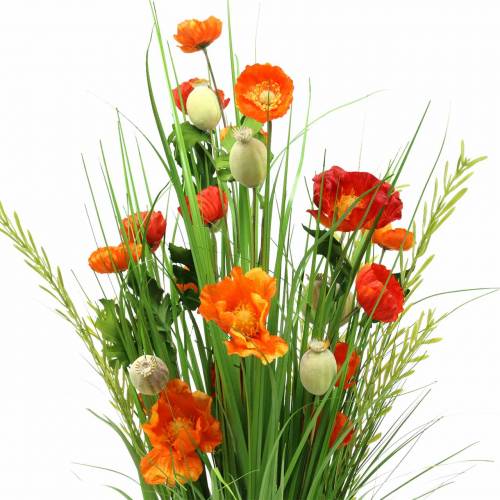 Floristik24 Buquê decorativo de pé de papoula laranja artificial Alt.77cm