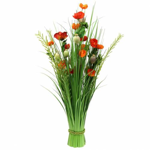 Floristik24 Buquê decorativo de pé de papoula laranja artificial Alt.77cm