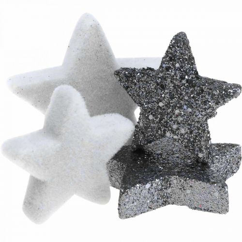Itens Decoração de dispersão estrelas de Natal cinza/preto Ø4/5cm 40p
