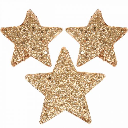 Floristik24 Decoração de dispersão estrelas de natal glitter/laranja Ø4/5cm 40p