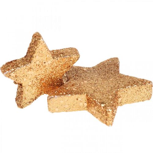 Floristik24 Decoração de dispersão estrelas de natal glitter/laranja Ø4/5cm 40p