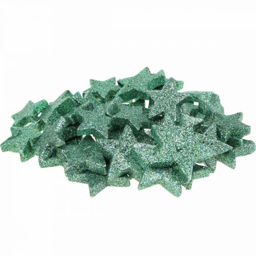 Floristik24 Decoração dispersa estrelas de Natal estrelas espalhadas verdes Ø4/5cm 40 un