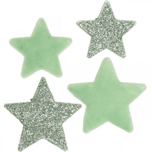 Floristik24 Espalhar decoração Estrelas de Natal Espalhar estrelas verde Ø4/5cm 40p