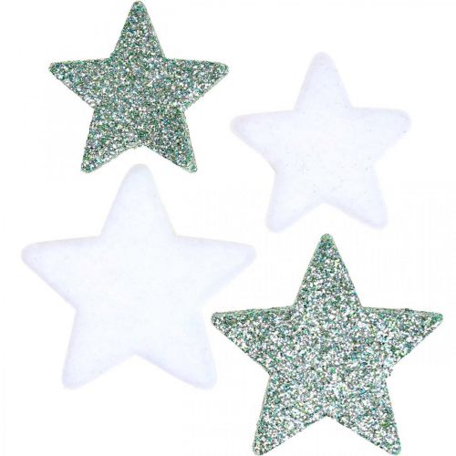 Floristik24 Decoração dispersa de Natal estrelas espalhadas verde branco Ø4/5cm 40 unidades