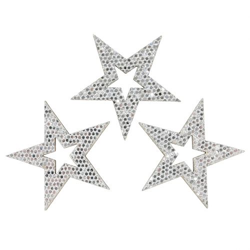 Floristik24 Estrela decorativa prateada para espalhar 4cm 48 un