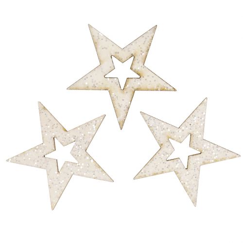Floristik24 Estrela para decoração com glitter 4cm 72 un