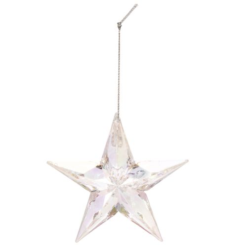 Enfeites decorativos em forma de estrela, acrílico transparente iridescente, para árvore de Natal, 9 cm, 6 peças | Floristik24.pt