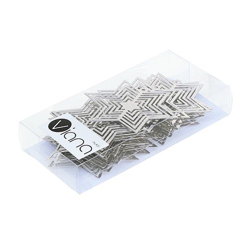 Floristik24 Star metal prata 6cm 24pcs