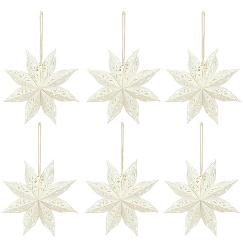 Itens Papel cabide decorativo estrela floco de neve branco Ø20cm 6 un