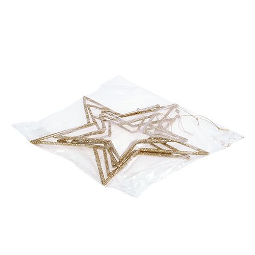 Floristik24 Conjunto de estrelas para pendurar ouro, mica 17-32cm