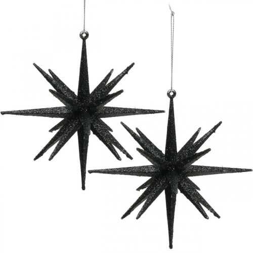 Estrelas de decoração de natal para pendurar preto Ø15cm 4pcs