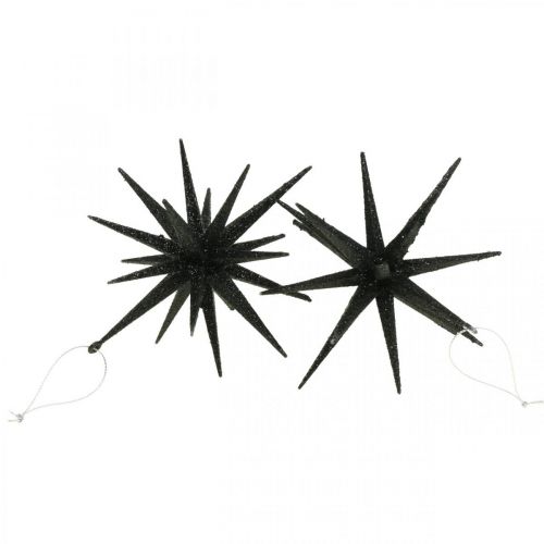 Floristik24 Estrelas de decoração de natal para pendurar preto Ø15cm 4pcs