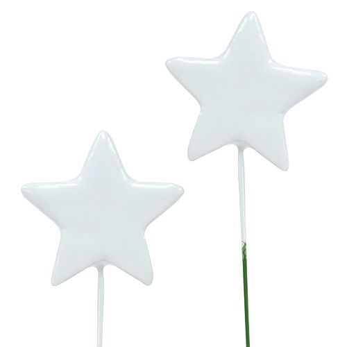 Floristik24 Estrela no fio 5cm branco 48pcs