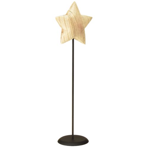 Estrela feita de madeira, decoração de mesa em pé em forma de estrela de madeira natural H42cm