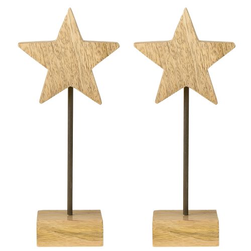 Itens Estrela de madeira estrelas de madeira natural para ficar em pé H23cm 2 peças