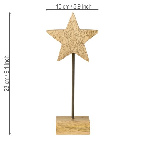 Itens Estrela de madeira estrelas de madeira natural para ficar em pé H23cm 2 peças