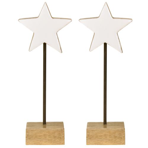 Itens Estrela de madeira branca estrelas de madeira para ficar em pé H23cm 2 peças