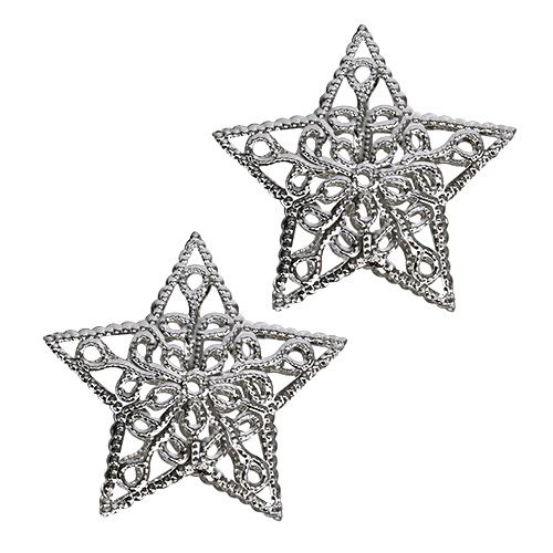Floristik24 Estrela de metal prata 6cm 20pcs