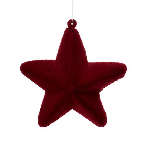 Floristik24 Estrela flocada em vermelho escuro 10cm
