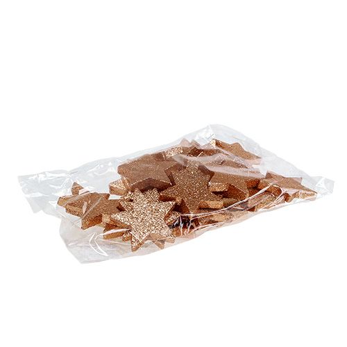 Floristik24 Estrelas de cobre 6,5 cm com mica 36 unidades