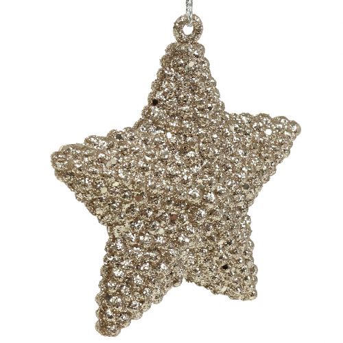 Floristik24 Estrela com mica champanhe 7.5cm 12pcs