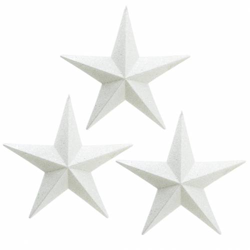 Floristik24 Estrelas brilhantes para pendurar Ø21 cm branco 3 unidades