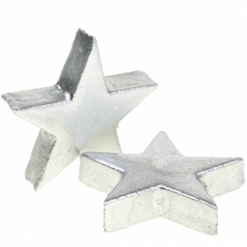 Floristik24 Deco estrelas prata 4 cm 12 unidades