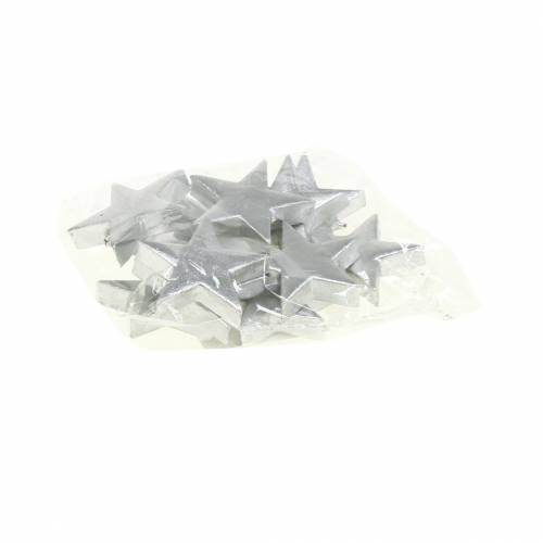 Floristik24 Deco estrelas prata 4 cm 12 unidades