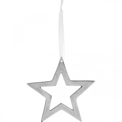 Floristik24 Estrela para pendurar decoração de Natal em alumínio prateado 15,5 × 15cm