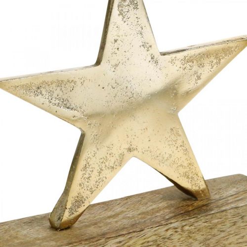 Floristik24 Decoração estrela, decoração de metal sobre madeira de manga, decoração do Advento 15cm