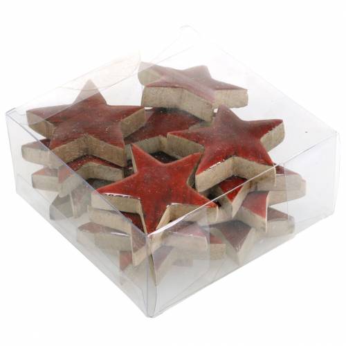 Floristik24 Decoração dispersa estrela manga pintada de vermelho 5×5cm 16 un