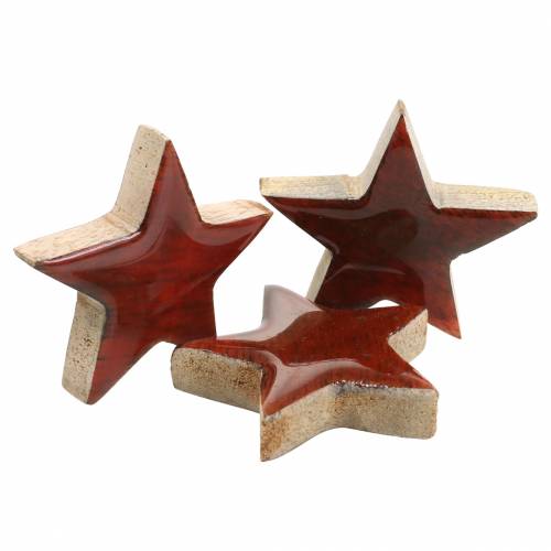 Floristik24 Decoração dispersa estrela de manga lacada vermelha 5 × 5cm 16p