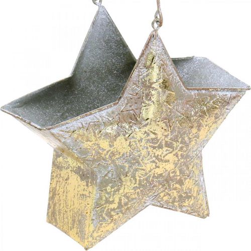 Floristik24 Estrela decorativa de metal para pendurar e decorar Golden Ø13cm