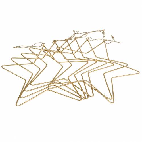Floristik24 Estrela decorativa para pendurar metal dourado Ø25cm 6uds