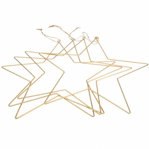 Itens Estrela de decoração para pendurar metal dourado Ø35cm 4pcs