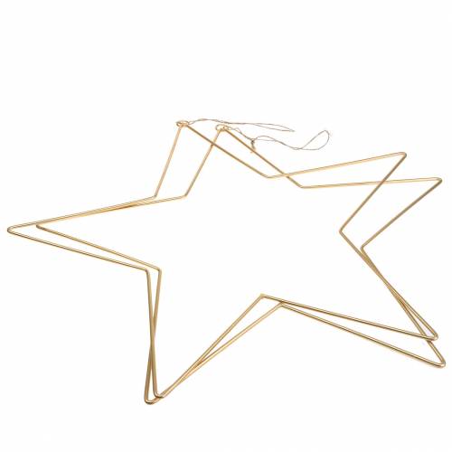 Floristik24 Estrela decorativa para pendurar metal dourado Ø50,5 cm 2 unidades