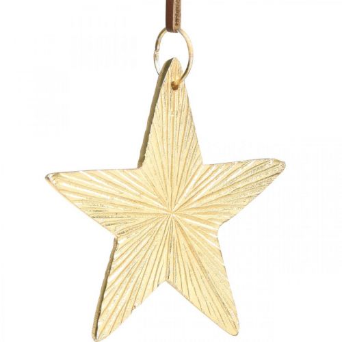 Itens Estrelas para pendurar, decorações de metal, decorações para árvores de Natal douradas 9,5 × 9,5cm 3 unidades
