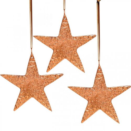Floristik24 Estrela decorativa para pendurar, decoração do Advento, pingentes de metal cor de cobre 12 × 13 cm 3 unidades